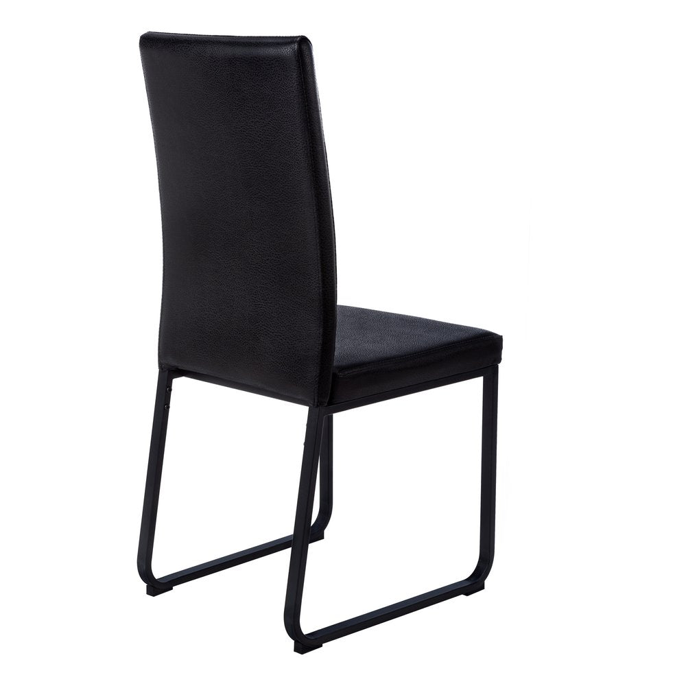 Set of Two Black Upholstered Faux Leather Dining Side Chairs HomeRoots