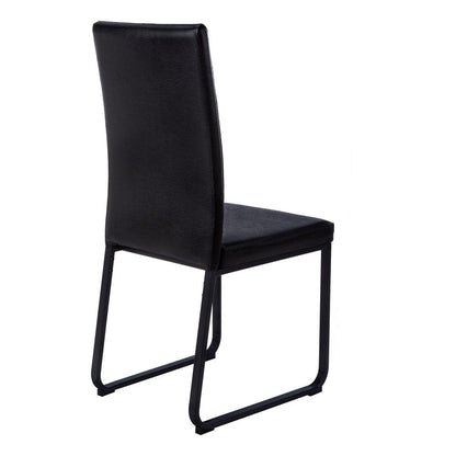 Set of Two Black Upholstered Faux Leather Dining Side Chairs HomeRoots