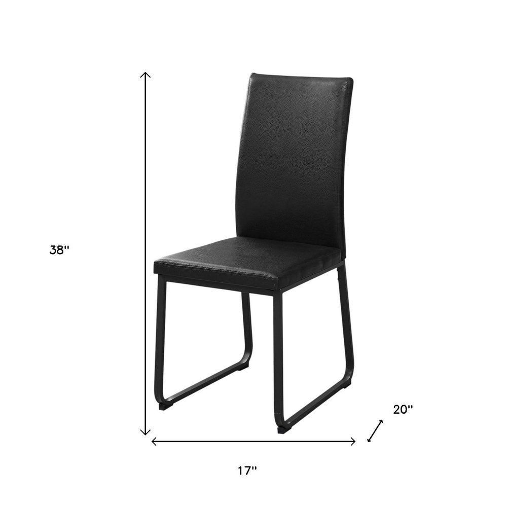 Set of Two Black Upholstered Faux Leather Dining Side Chairs HomeRoots