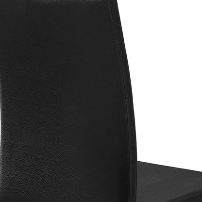 Set of Two Black Upholstered Faux Leather Dining Side Chairs HomeRoots