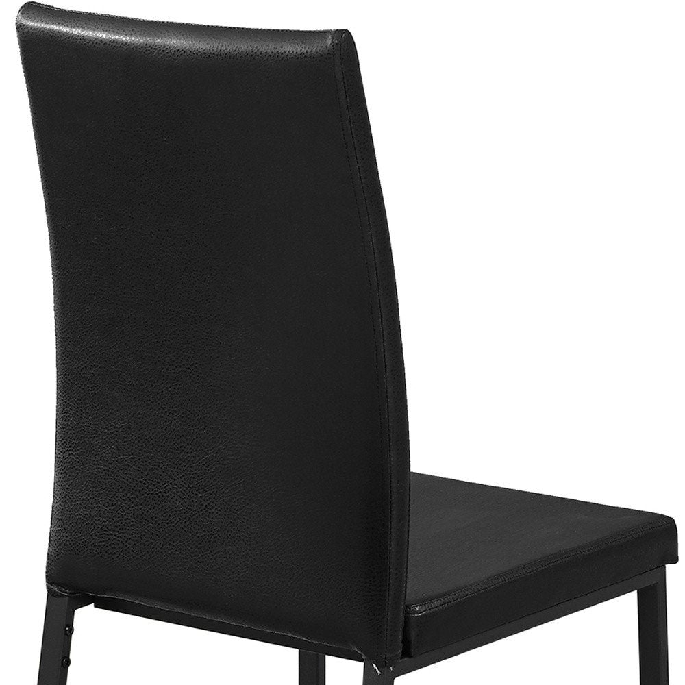 Set of Two Black Upholstered Faux Leather Dining Side Chairs HomeRoots