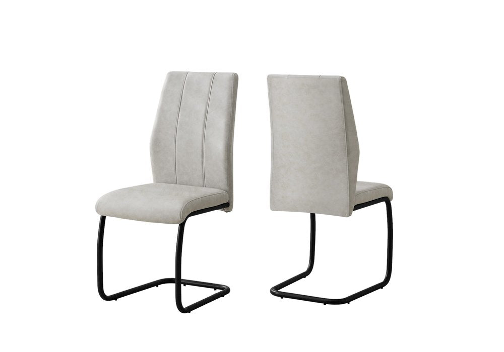 Set of Two Gray And Black Upholstered Polyester Dining Side Chairs HomeRoots