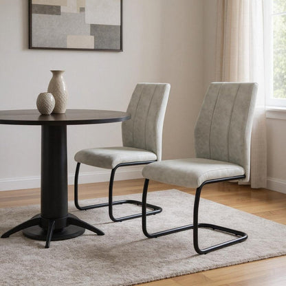 Set of Two Gray And Black Upholstered Polyester Dining Side Chairs HomeRoots