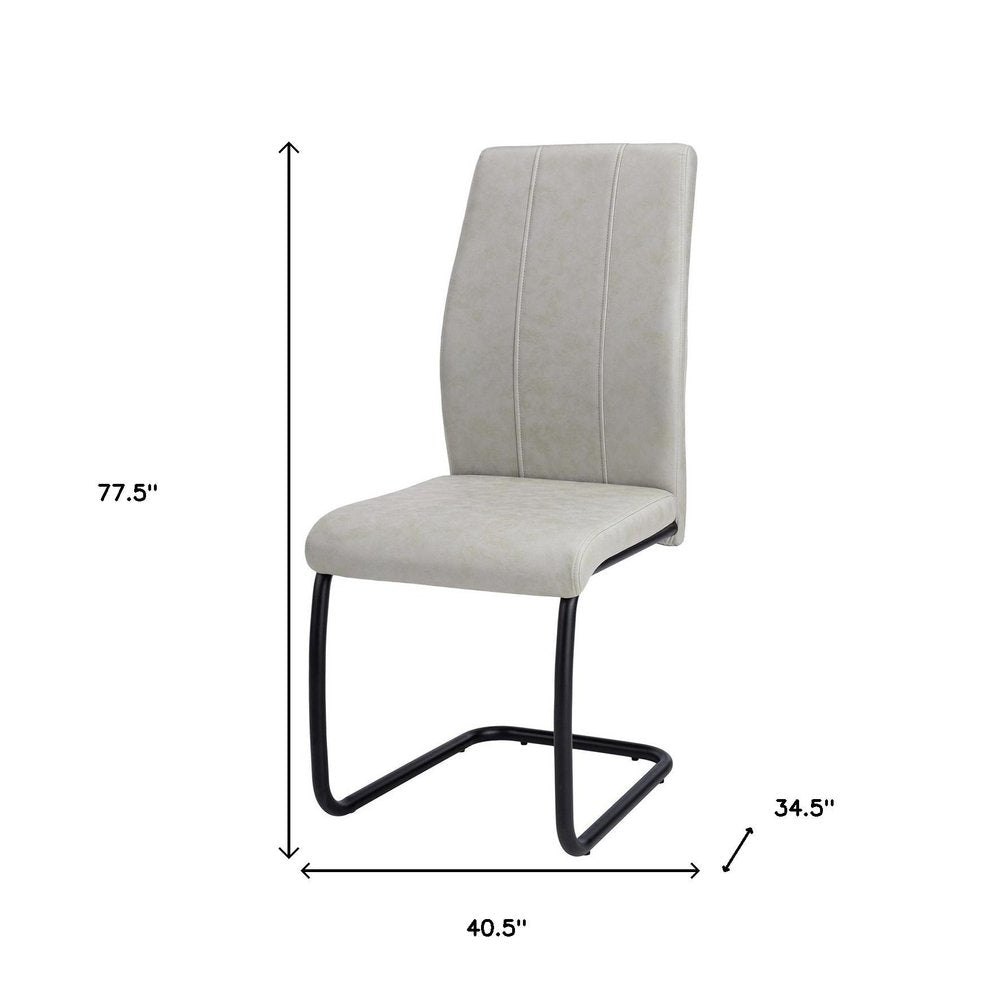 Set of Two Gray And Black Upholstered Polyester Dining Side Chairs HomeRoots