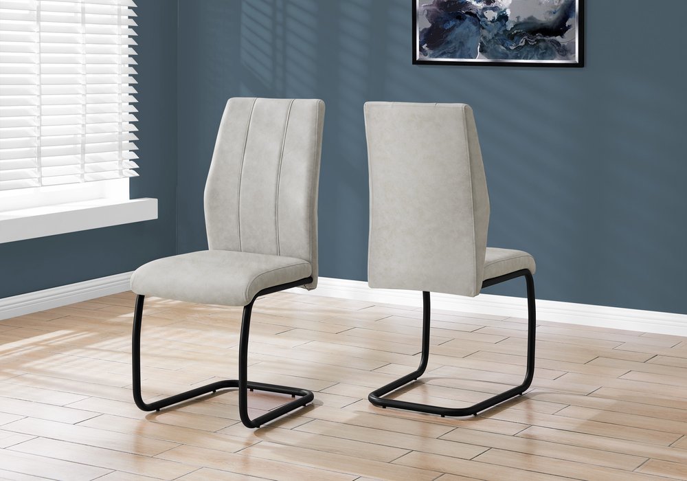 Set of Two Gray And Black Upholstered Polyester Dining Side Chairs HomeRoots