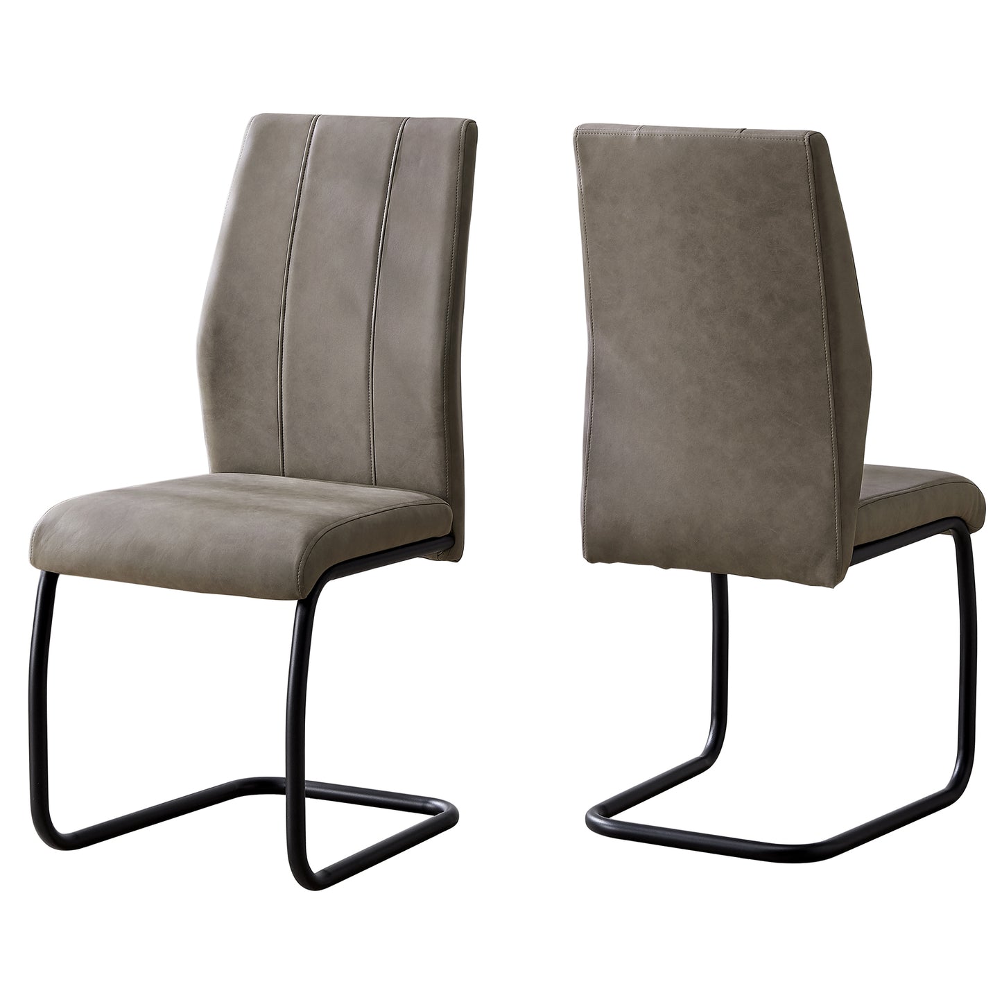 Set of Two Gray And Black Upholstered Polyester Dining Side Chairs - FurniFindUSA