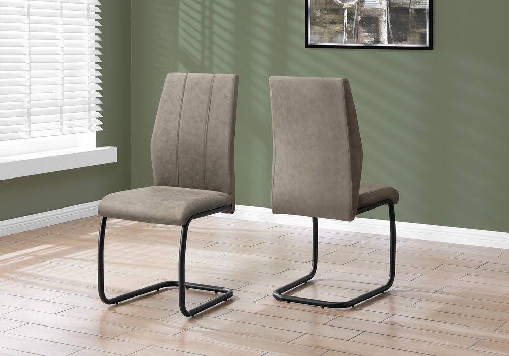 Set of Two Gray And Black Upholstered Polyester Dining Side Chairs HomeRoots