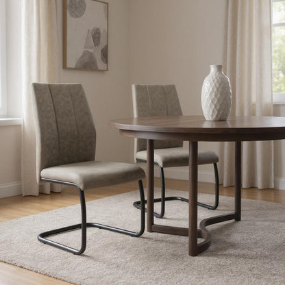 Set of Two Gray And Black Upholstered Polyester Dining Side Chairs HomeRoots