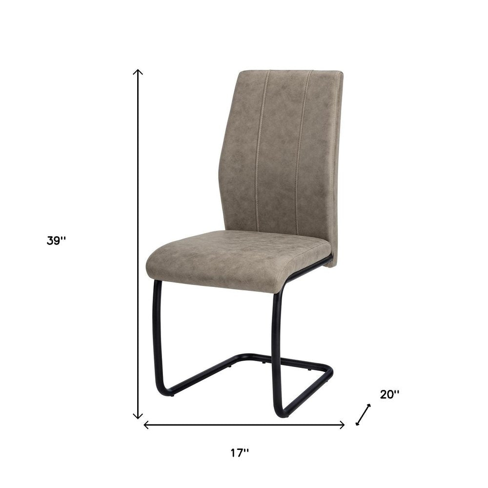 Set of Two Gray And Black Upholstered Polyester Dining Side Chairs HomeRoots