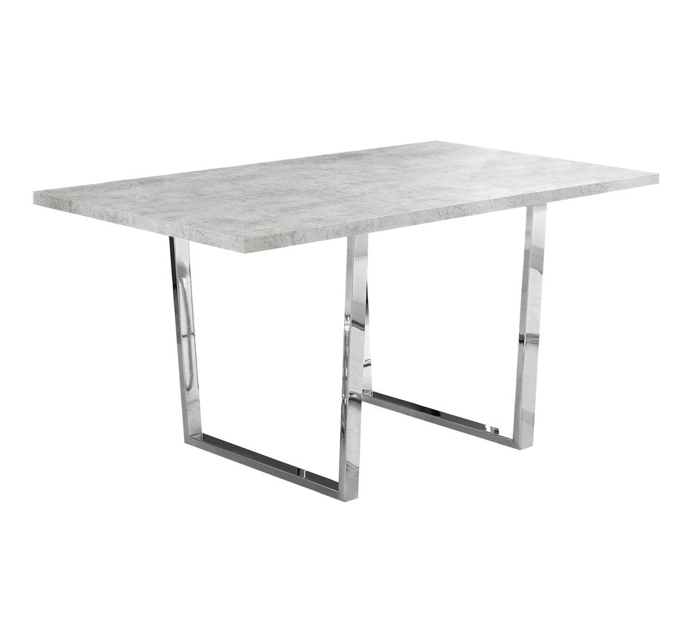 59" Gray And Silver Metal Sled Base Dining Table — view 5