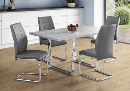 59" Gray And Silver Metal Sled Base Dining Table HomeRoots