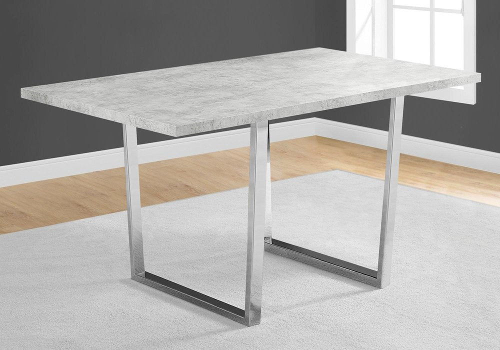 59" Gray And Silver Metal Sled Base Dining Table HomeRoots