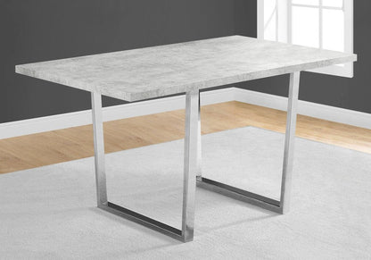 59" Gray And Silver Metal Sled Base Dining Table HomeRoots