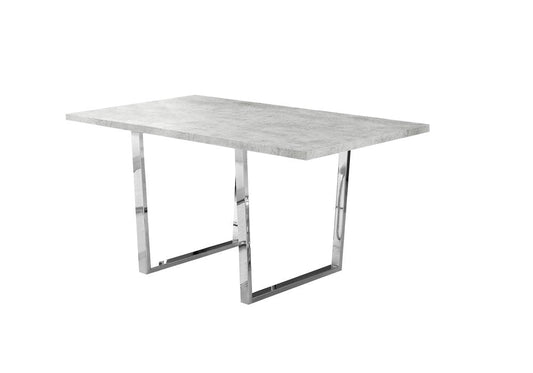 59" Gray And Silver Metal Sled Base Dining Table HomeRoots