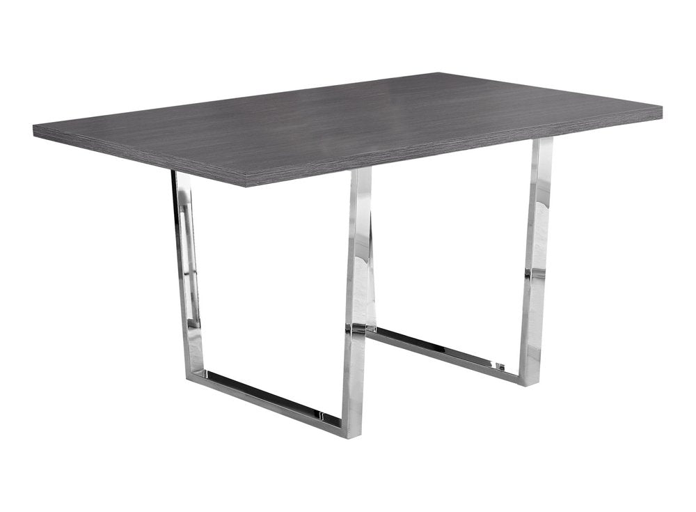 59" Gray And Silver Metal Sled Base Dining Table HomeRoots