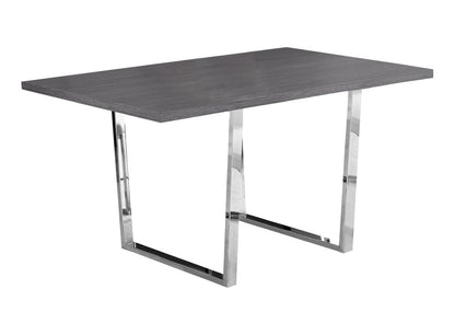 59" Gray And Silver Metal Sled Base Dining Table HomeRoots