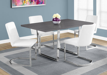 59" Gray And Silver Metal Sled Base Dining Table HomeRoots