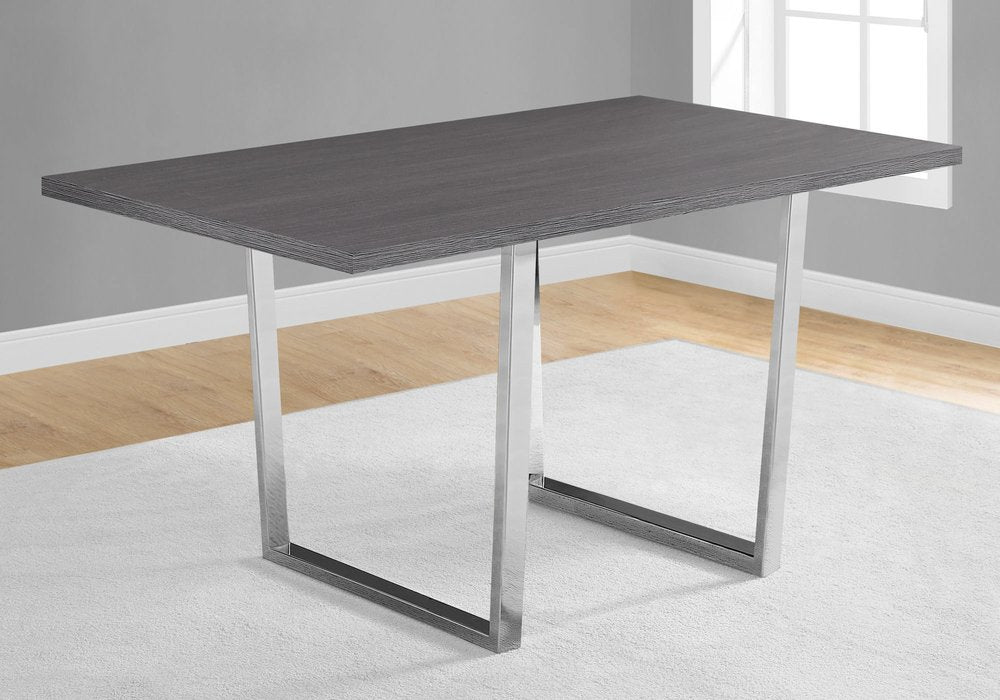 59" Gray And Silver Metal Sled Base Dining Table HomeRoots