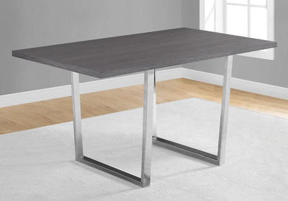 59" Gray And Silver Metal Sled Base Dining Table HomeRoots