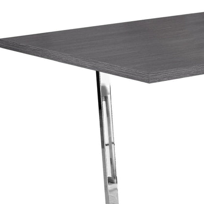 59" Gray And Silver Metal Sled Base Dining Table HomeRoots