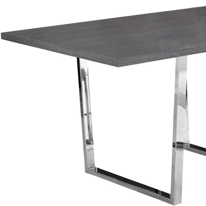 59" Gray And Silver Metal Sled Base Dining Table HomeRoots