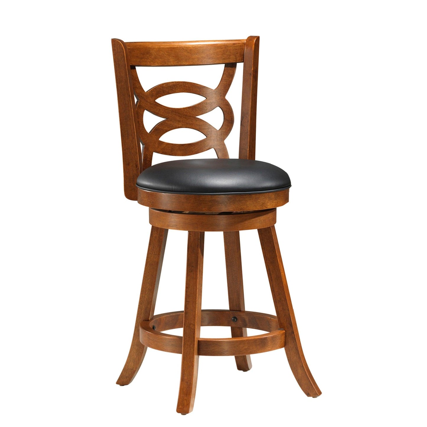 Set of Two 24 " Black And Brown Solid Wood Bar Chairs - FurniFindUSA