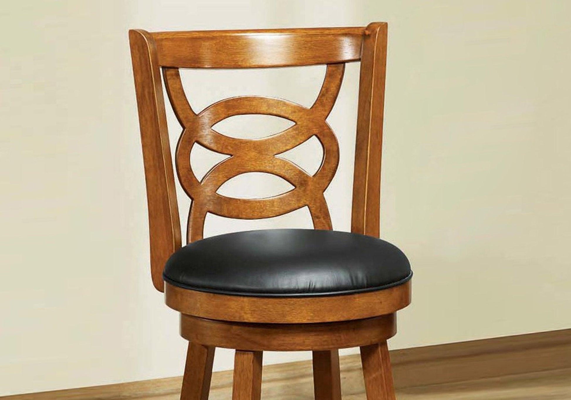 Set of Two 24 " Black And Brown Solid Wood Bar Chairs - FurniFindUSA