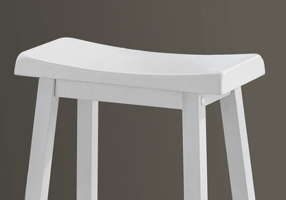 Set of Two 48" White Solid Wood Backless Bar Chairs HomeRoots