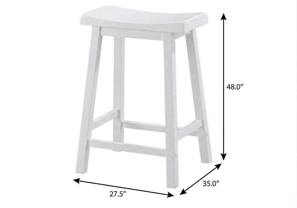 Set of Two 48" White Solid Wood Backless Bar Chairs HomeRoots