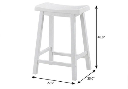 Set of Two 48" White Solid Wood Backless Bar Chairs HomeRoots