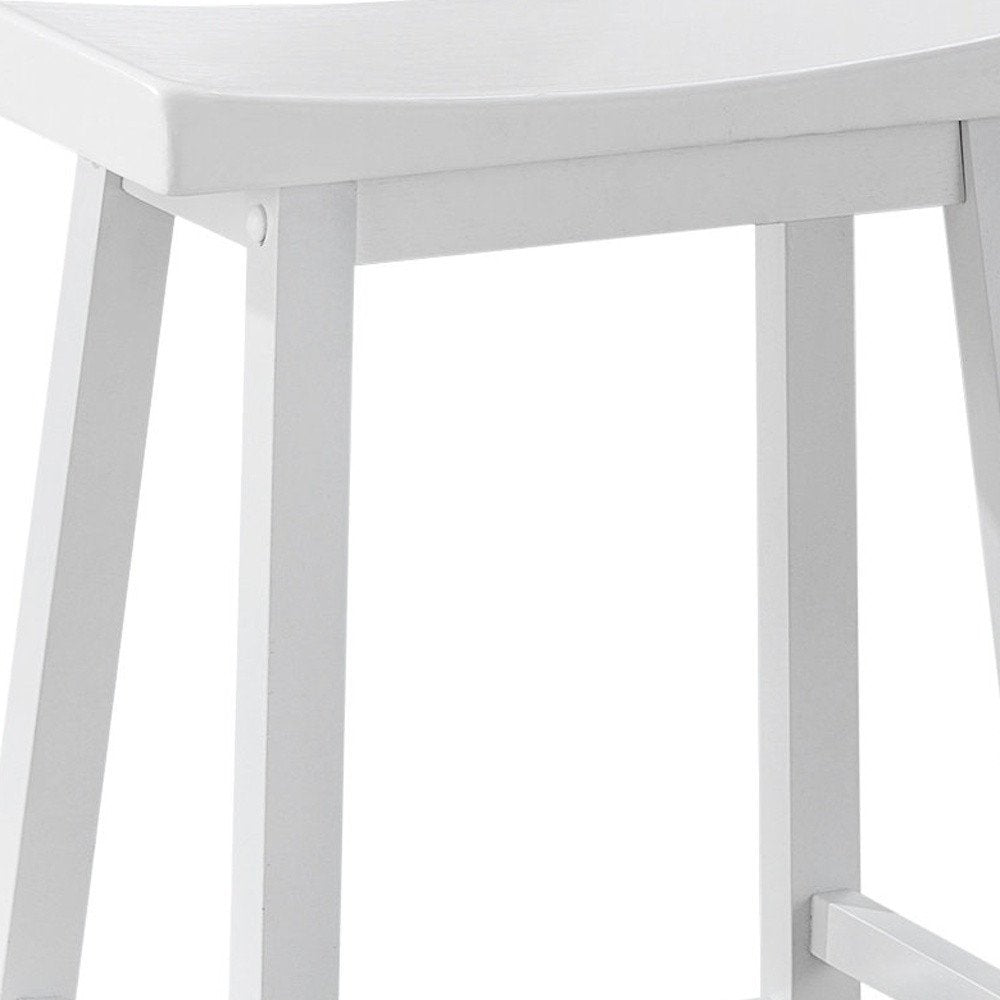 Set of Two 48" White Solid Wood Backless Bar Chairs HomeRoots