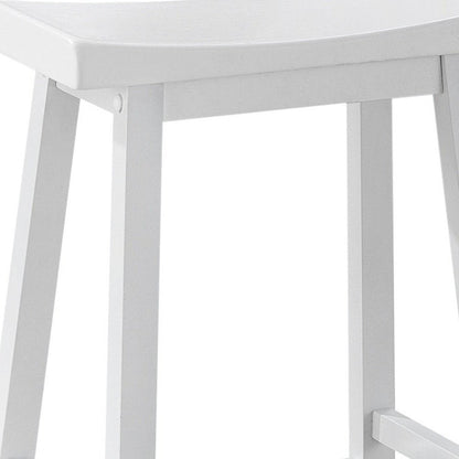 Set of Two 48" White Solid Wood Backless Bar Chairs HomeRoots