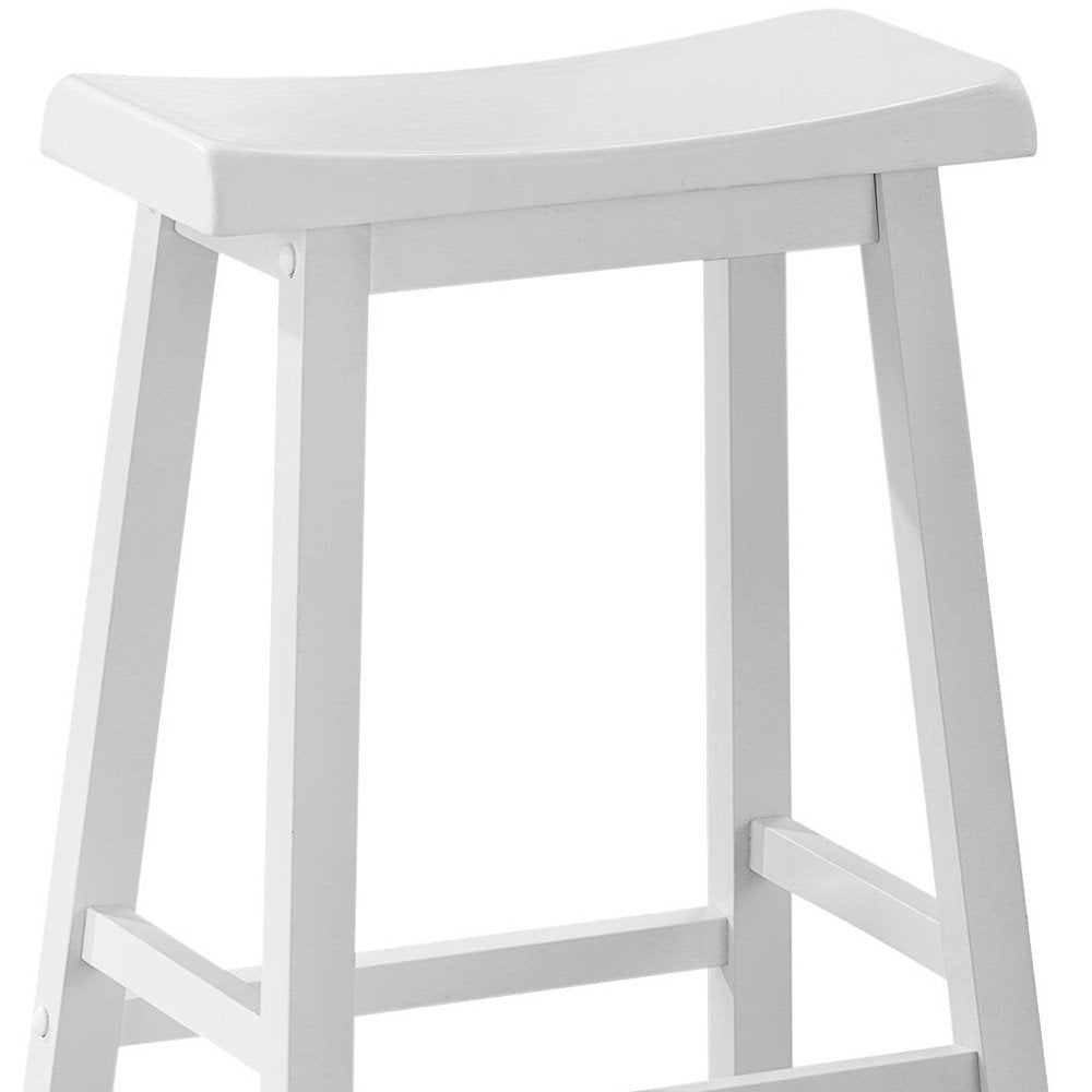 Set of Two 48" White Solid Wood Backless Bar Chairs HomeRoots