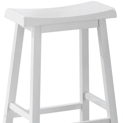 Set of Two 48" White Solid Wood Backless Bar Chairs HomeRoots