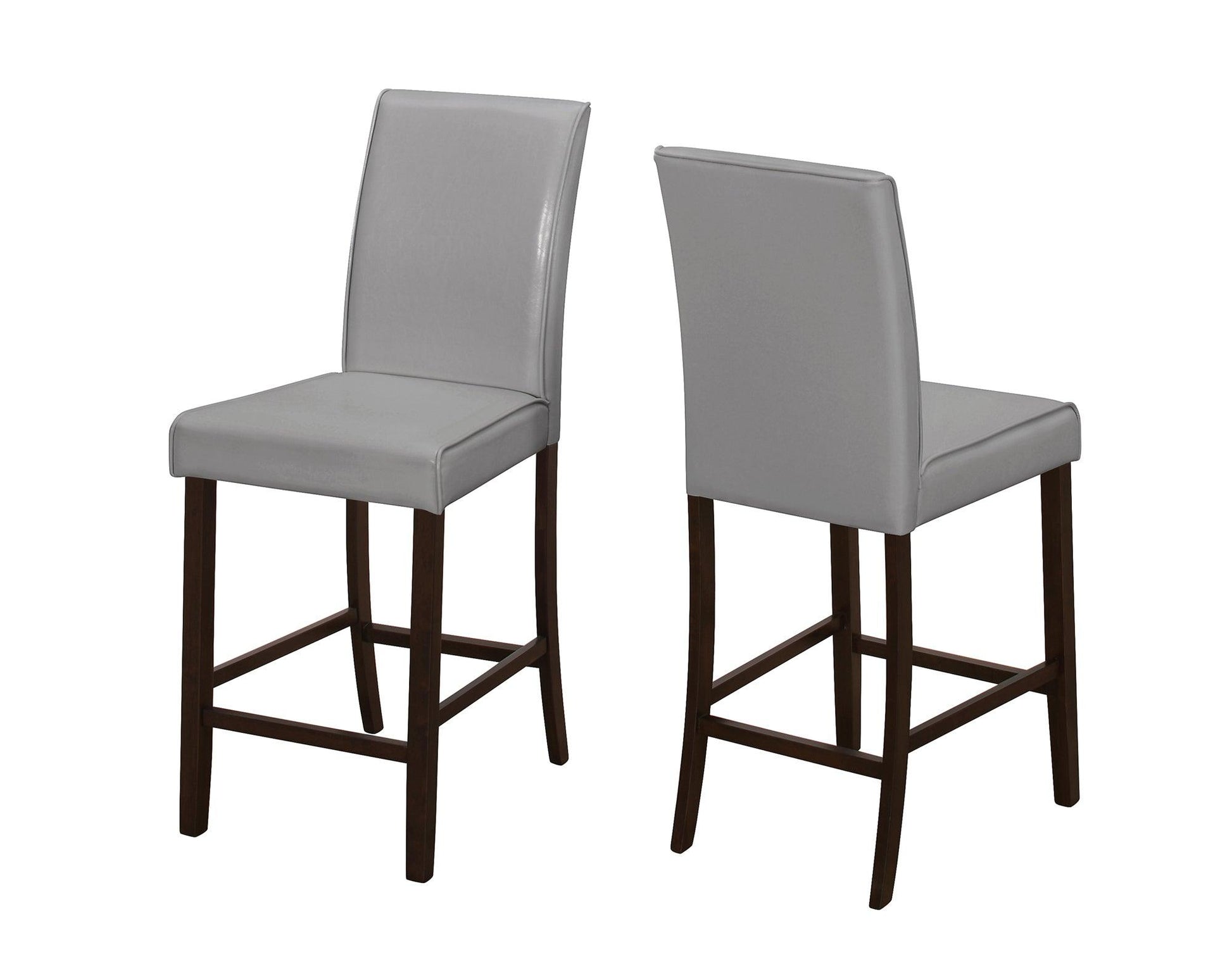 Set of Two 25 " Gray And Brown Solid Wood Counter Height Bar Chairs - FurniFindUSA