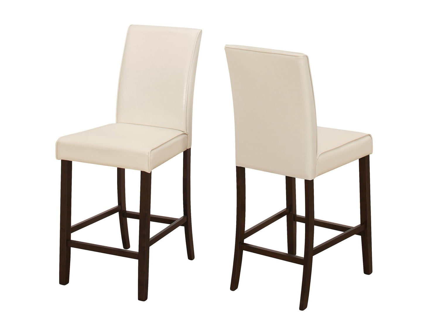 Set of Two 25 " Gray And Brown Solid Wood Counter Height Bar Chairs - FurniFindUSA