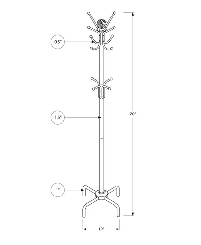 19" X 19" X 70" White  Metal  Coat Rack