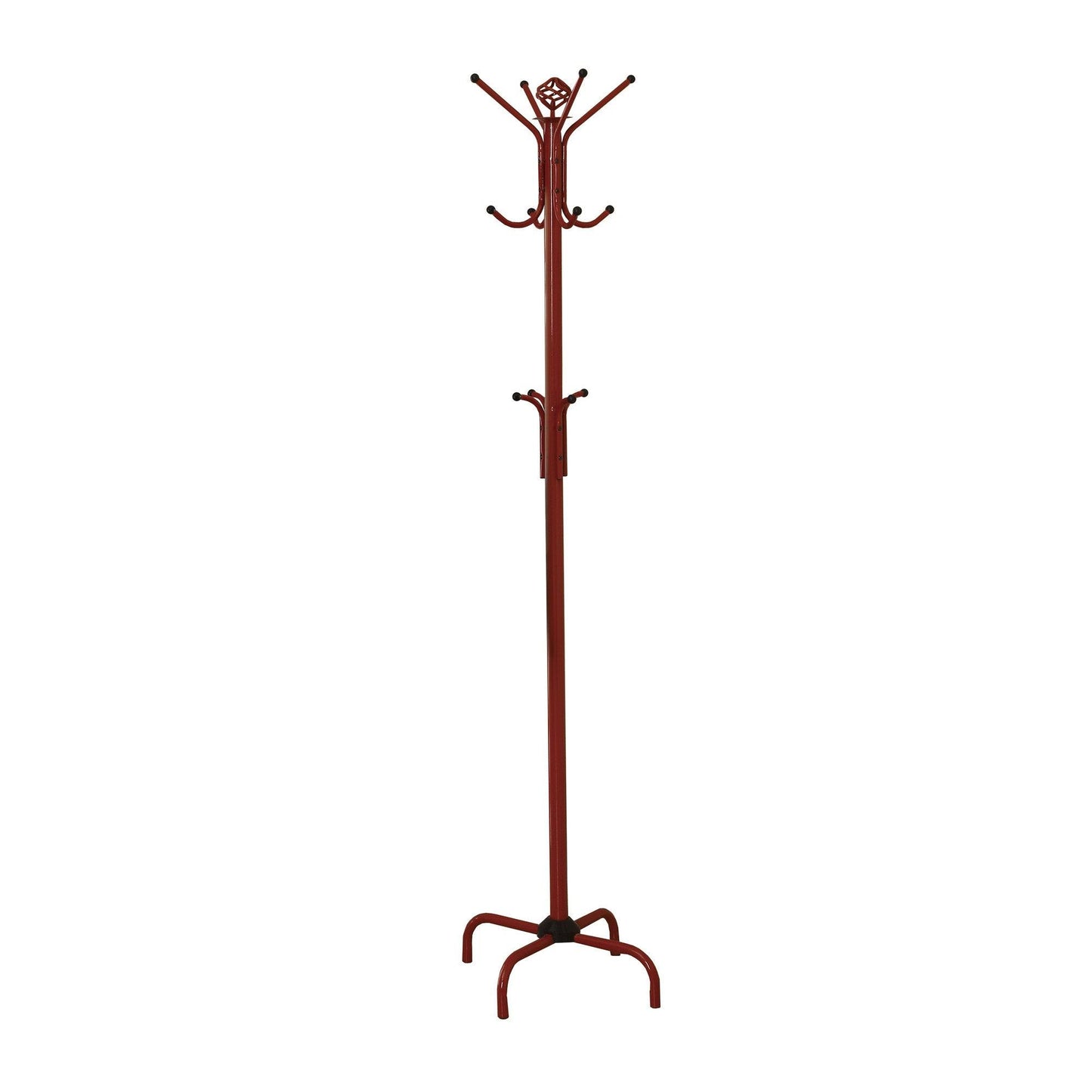 19" X 19" X 70" Red Metal Coat Rack - FurniFindUSA