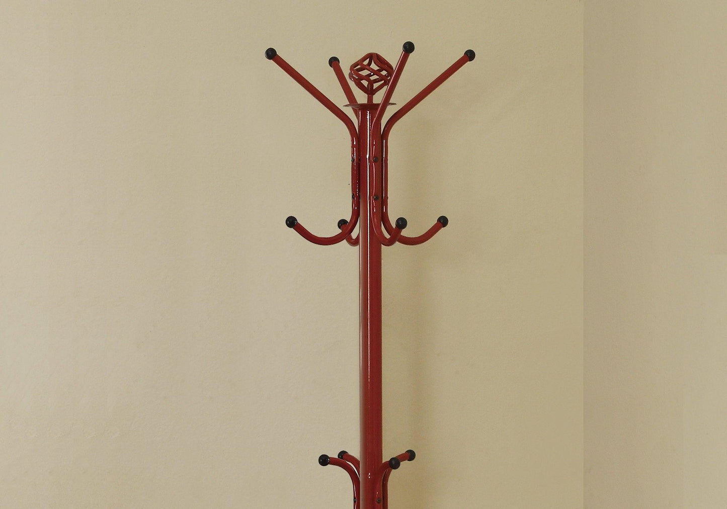 19" X 19" X 70" Red Metal Coat Rack - FurniFindUSA