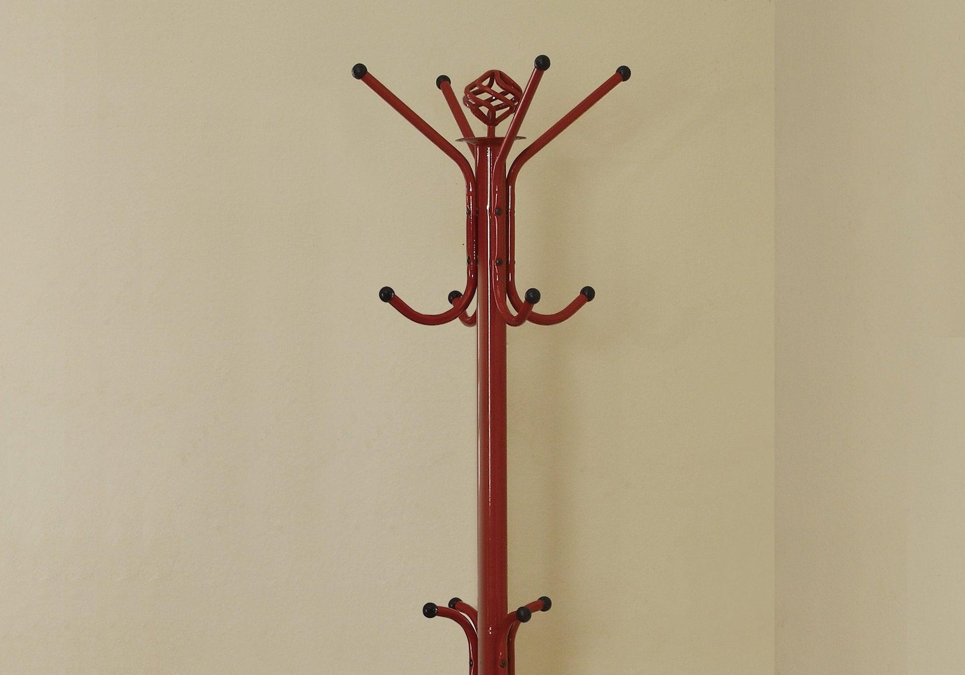 19" X 19" X 70" Red Metal Coat Rack - FurniFindUSA