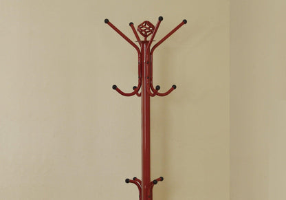 19" X 19" X 70" Red Metal Coat Rack - FurniFindUSA