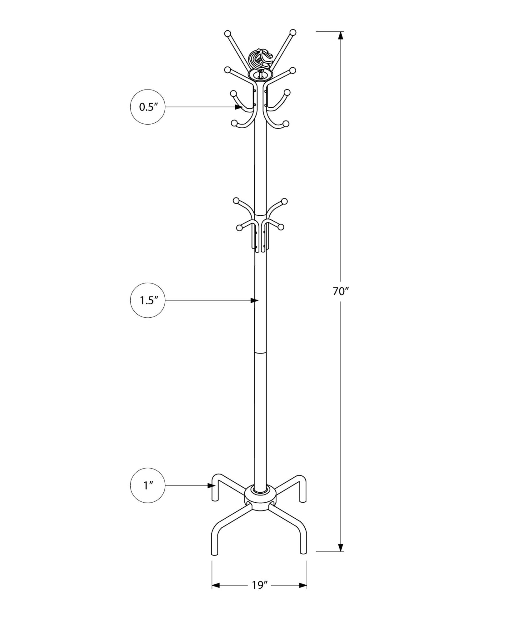 19" X 19" X 70" Red Metal Coat Rack - FurniFindUSA