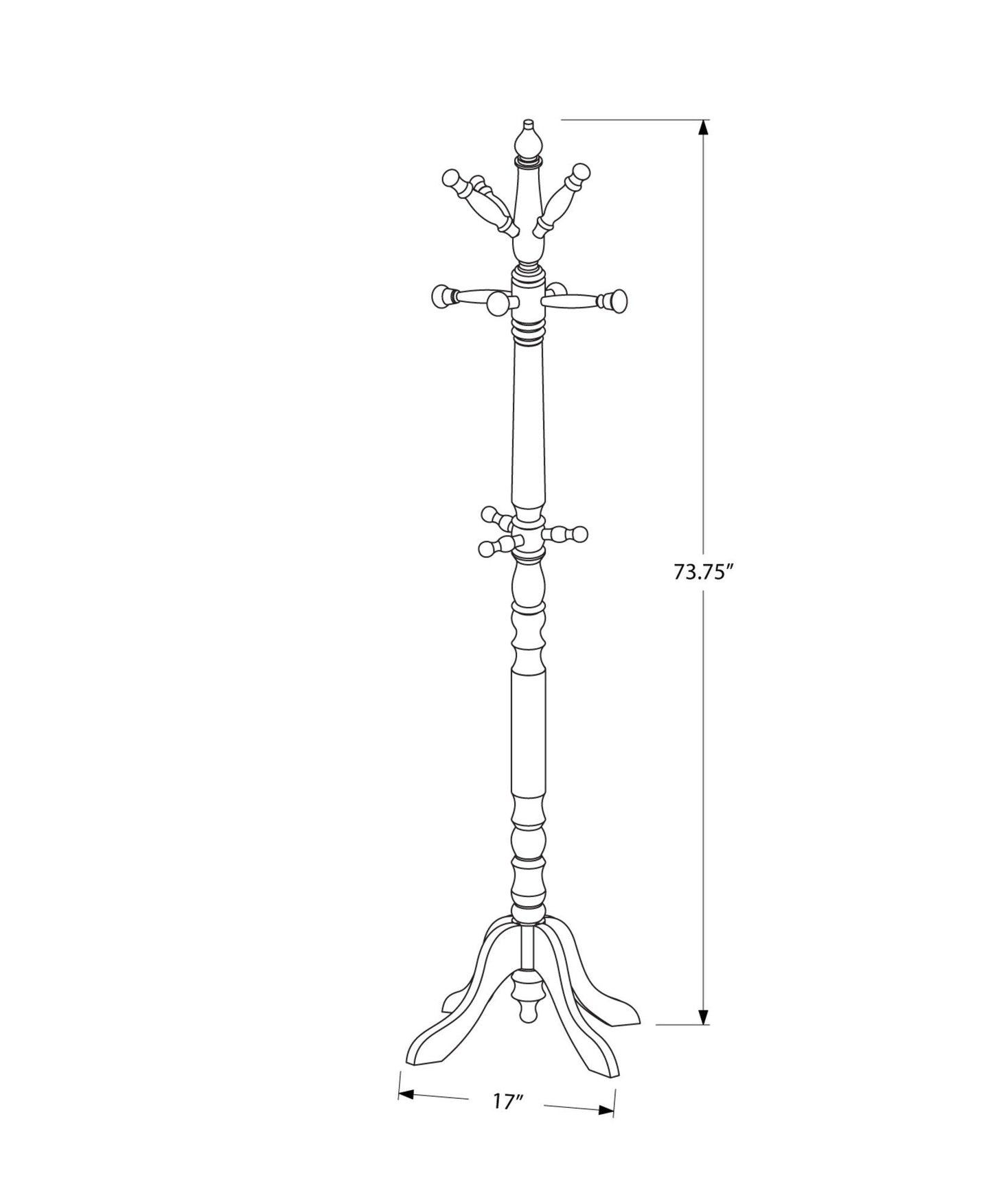 Oak Finish Coat Rack With Triple Tiered Coat Stand - FurniFindUSA