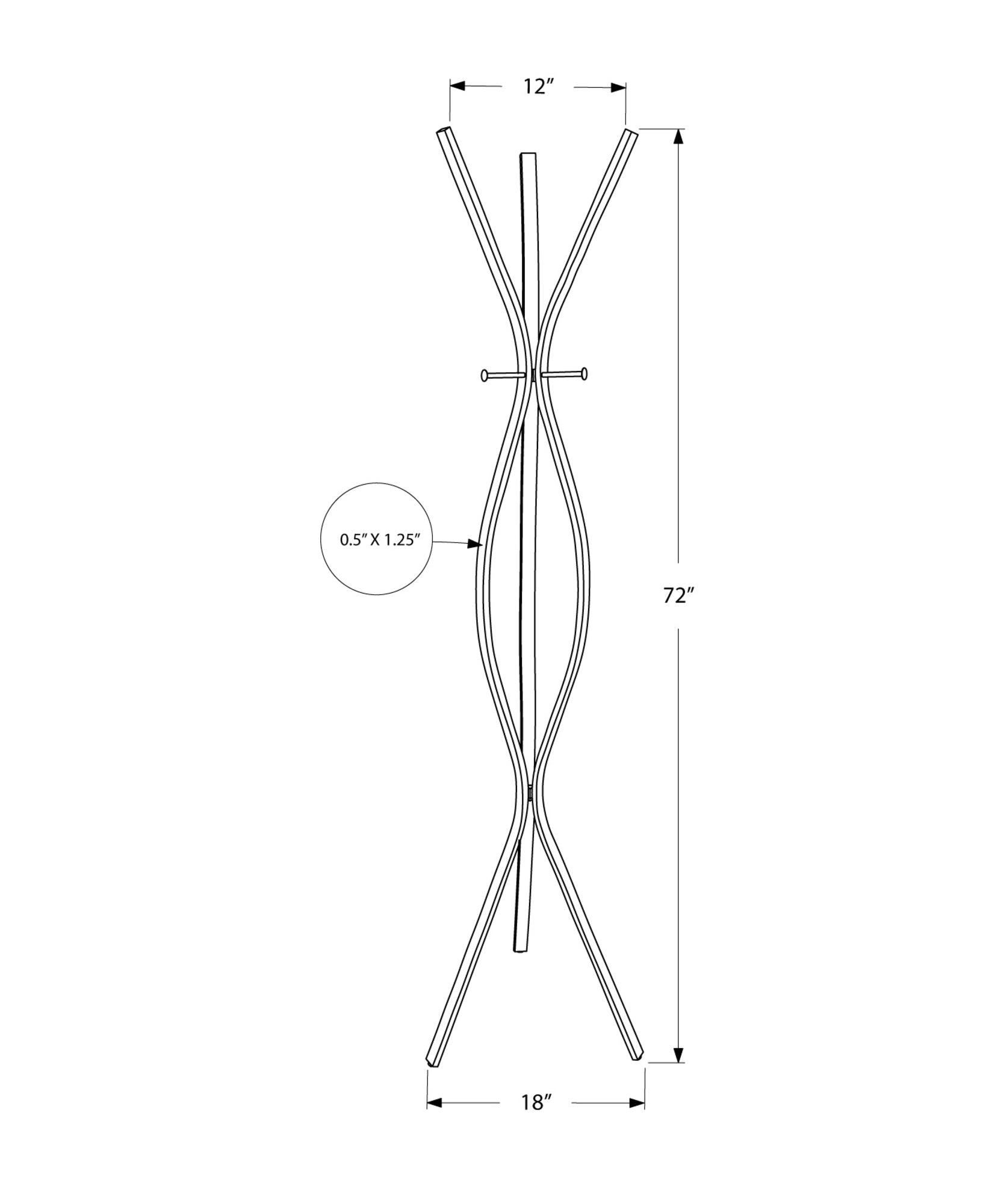 12" X 18" X 72" Cappuccino Metal Coat Rack - FurniFindUSA