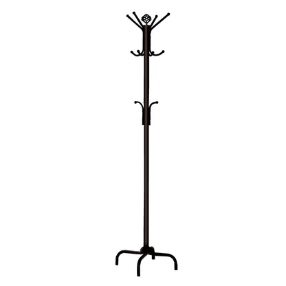 19" X 19" X 70" Black Metal Coat Rack - FurniFindUSA