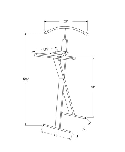 14.25" X 21" X 42.5" Cappuccino Solid Wood Metal Valet - FurniFindUSA