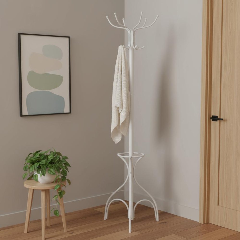18" X 18" X 70" White  Metal  Coat Rack HomeRoots