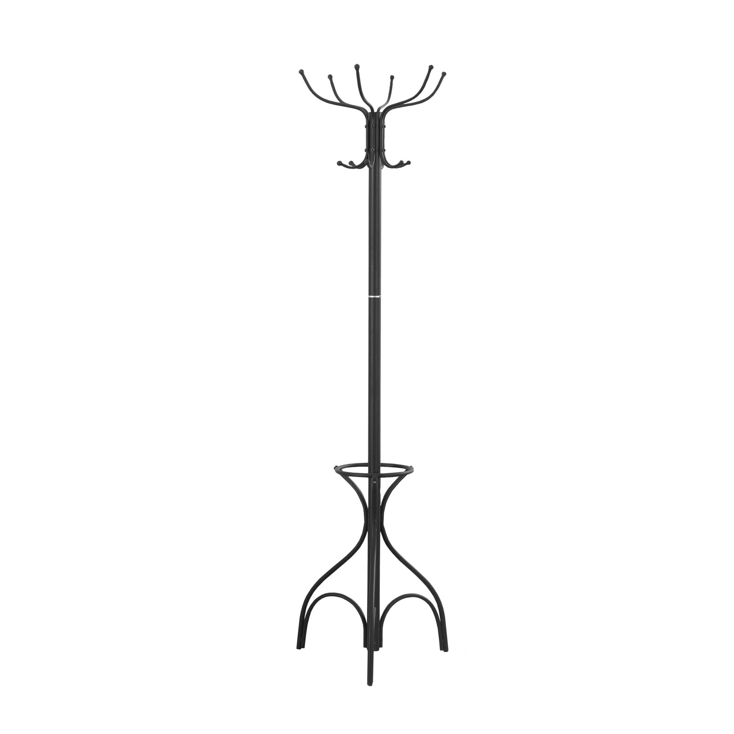 18" X 18" X 70" Black  Metal  Coat Rack