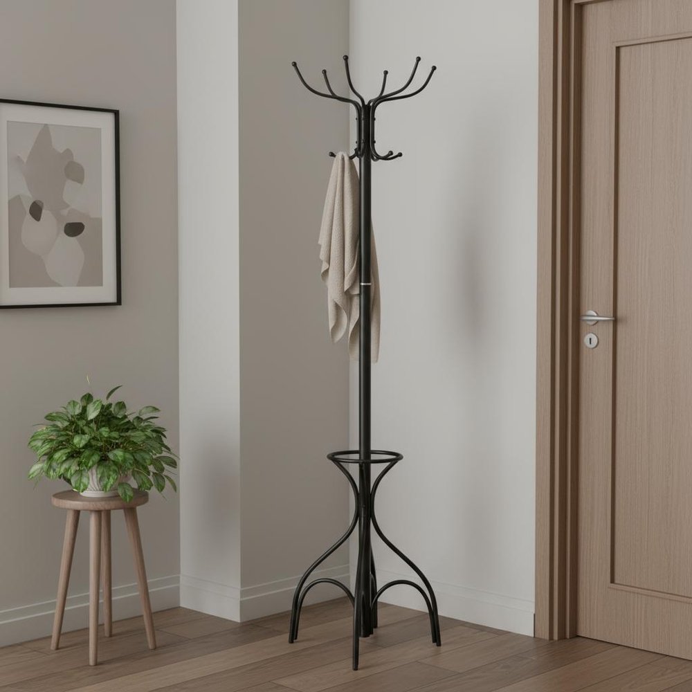 18" X 18" X 70" Black  Metal  Coat Rack HomeRoots