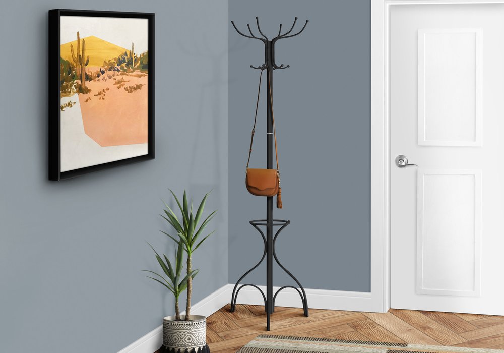 18" X 18" X 70" Black  Metal  Coat Rack HomeRoots